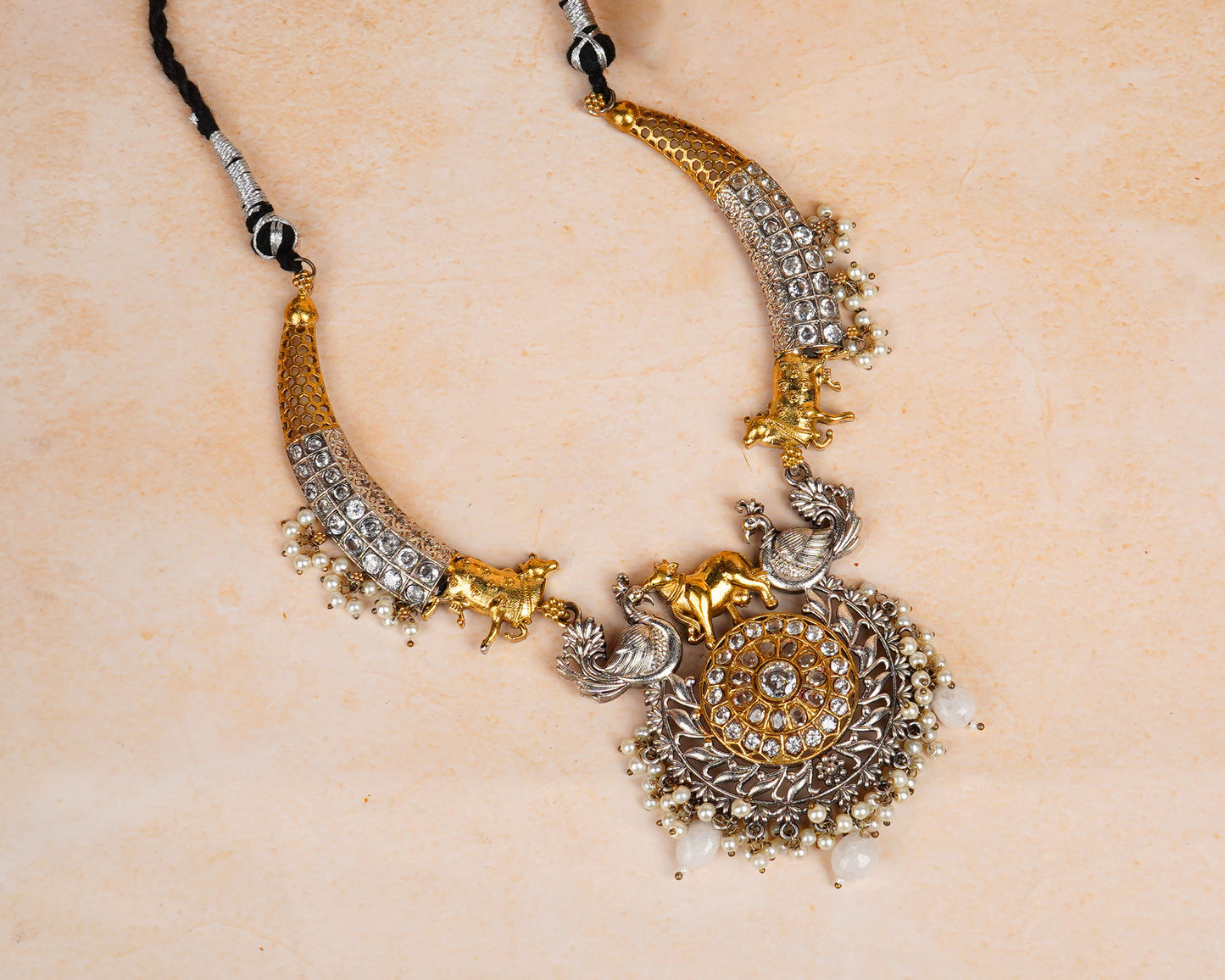 Golden silver statement necklace