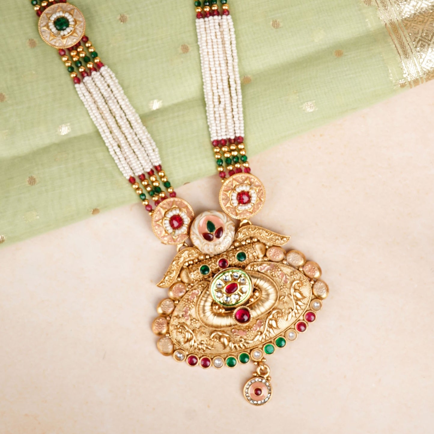 Rajwadi pearl long necklace