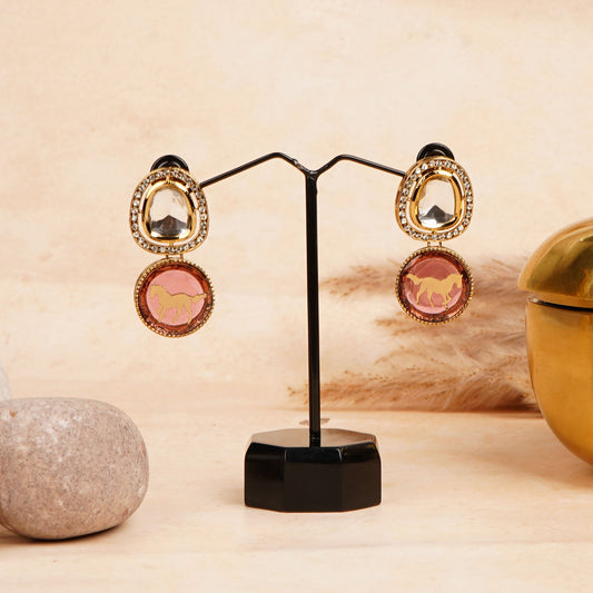 Regal peach kundan earings