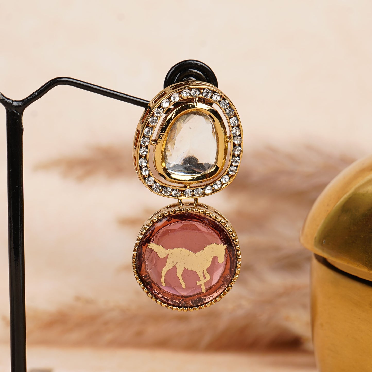 Regal peach kundan earings